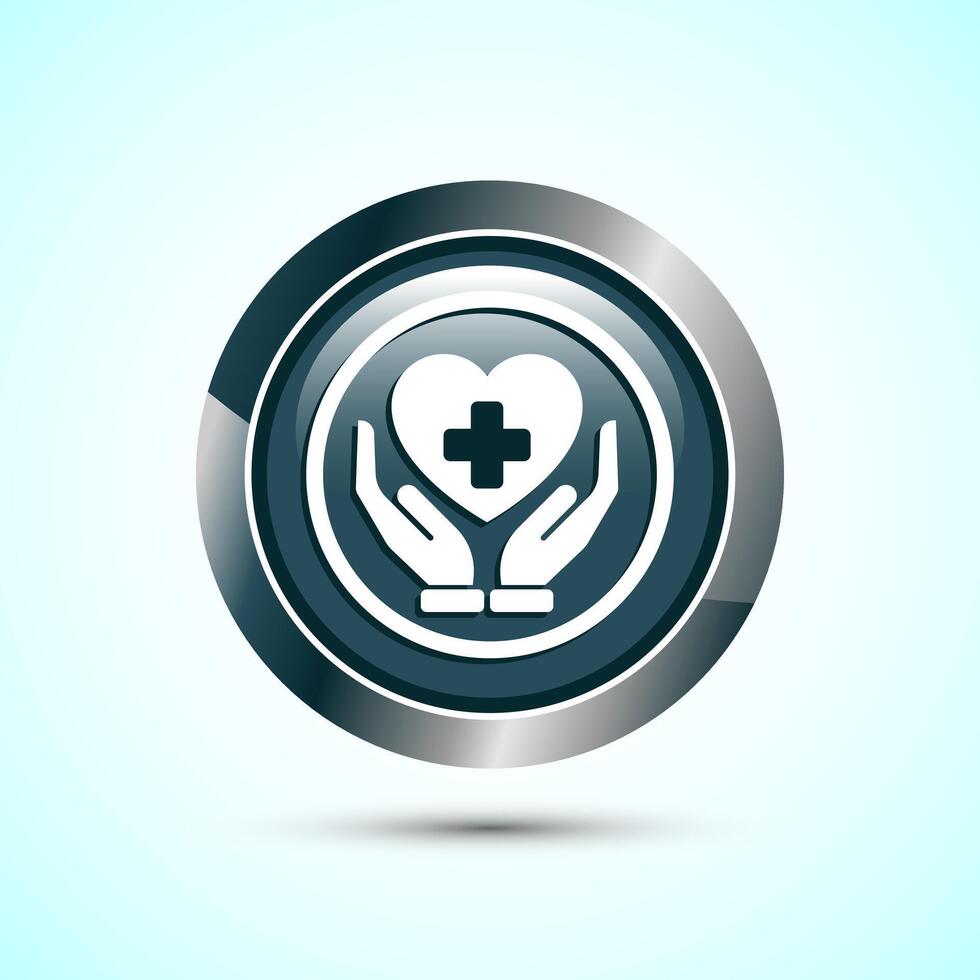 Healthcare icon design, healthcare and medical icon sign. Gray Color Round Button Design vector