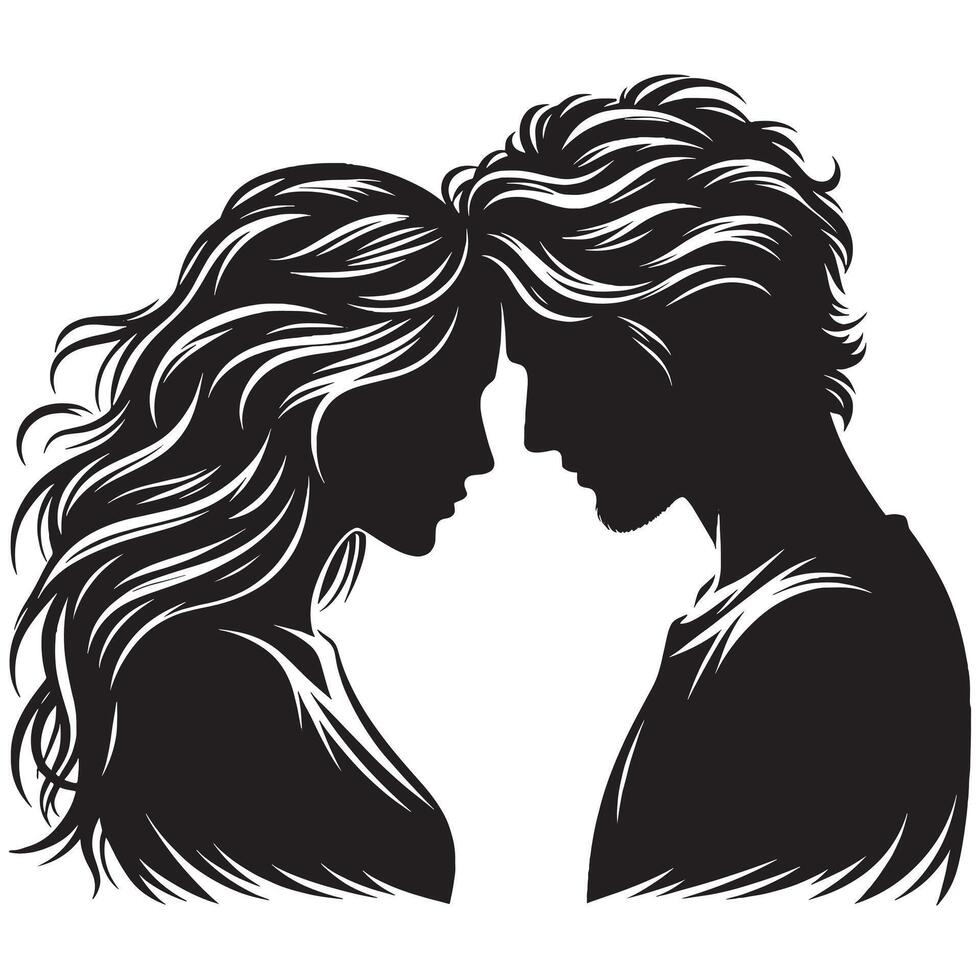 Silhouette of a couple, black and white vector