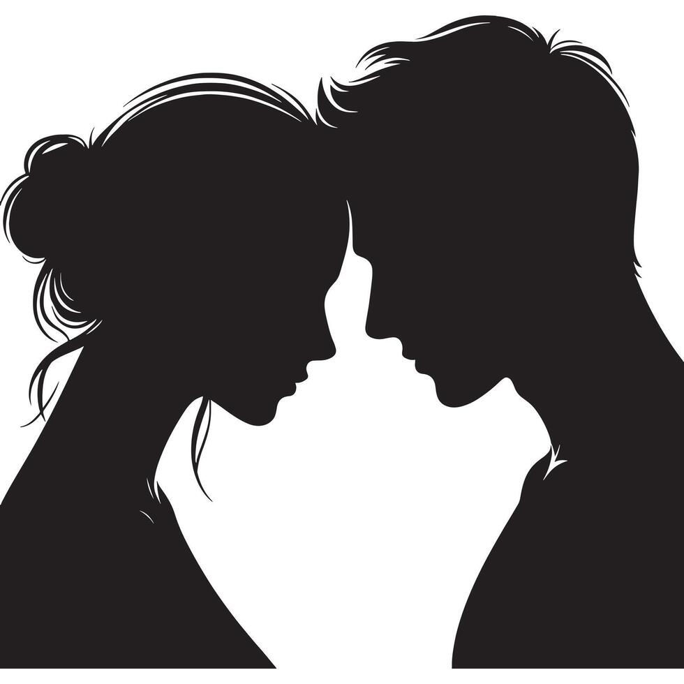 Silhouette of a man and woman in profile vector