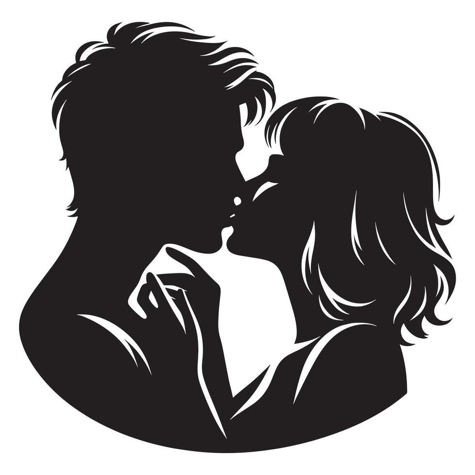 Silhouette of a man and woman kissing vector