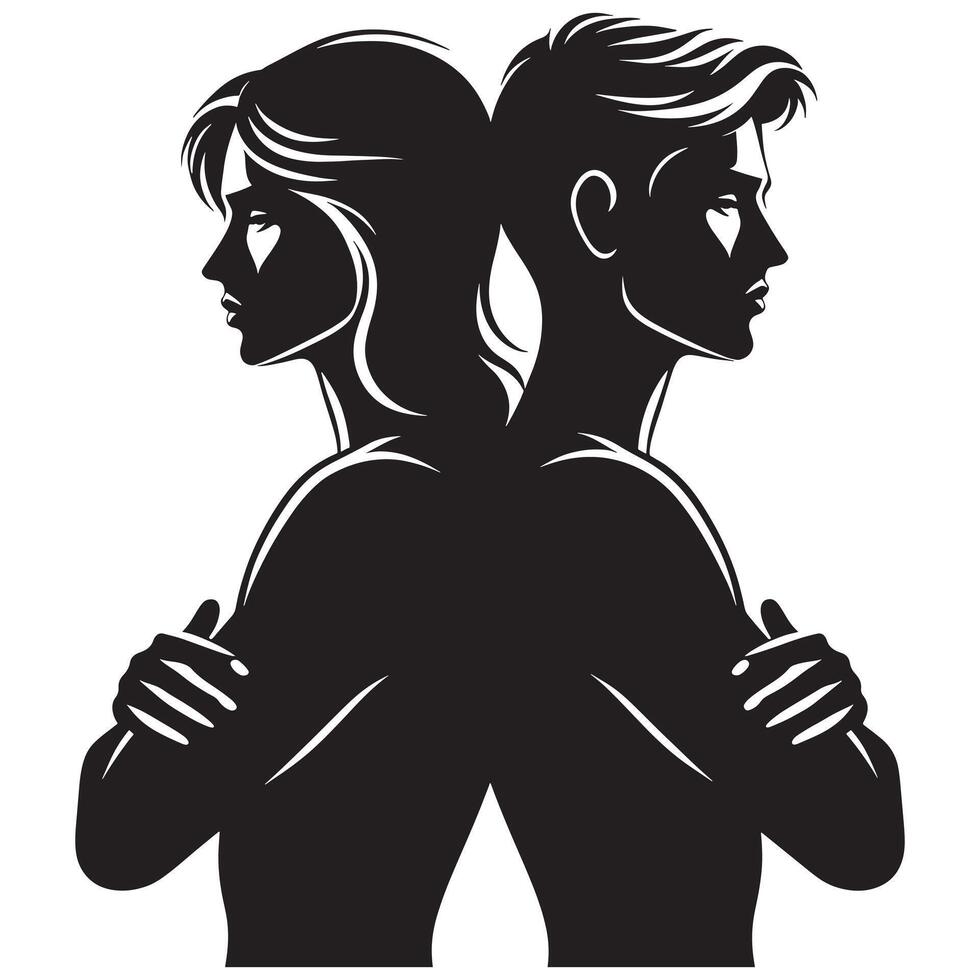 Two people in silhouette, one man and one woman vector