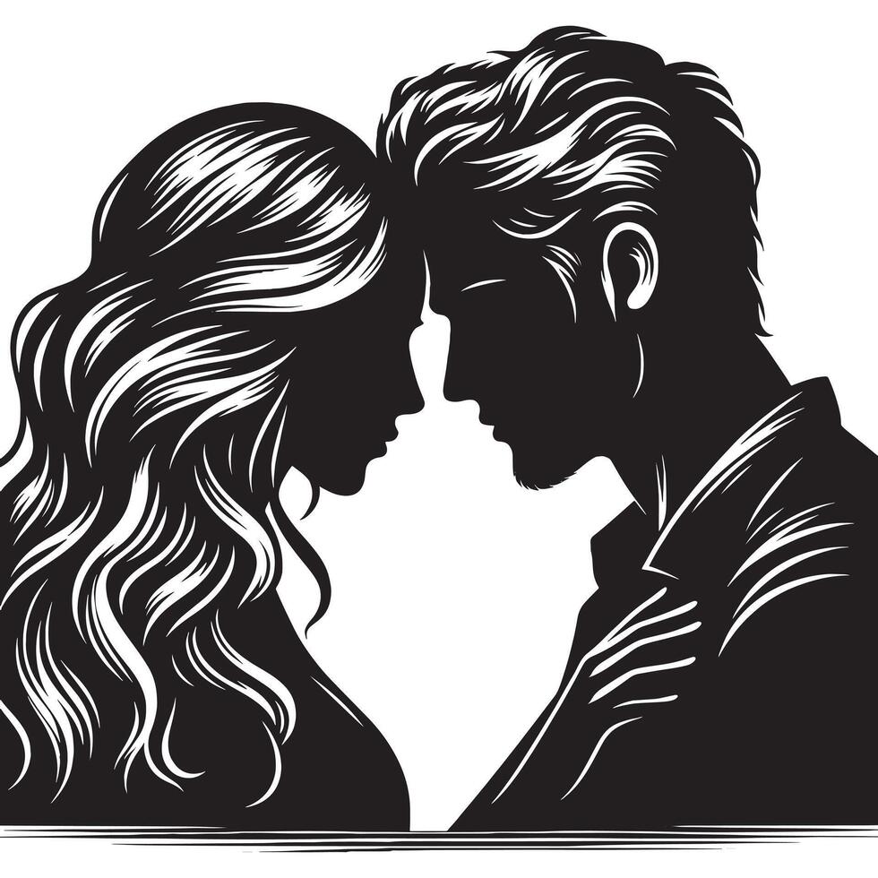 Silhouette of a man and woman in love vector