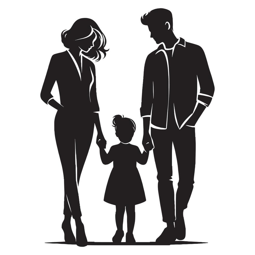 Silhouette of a family with a child vector