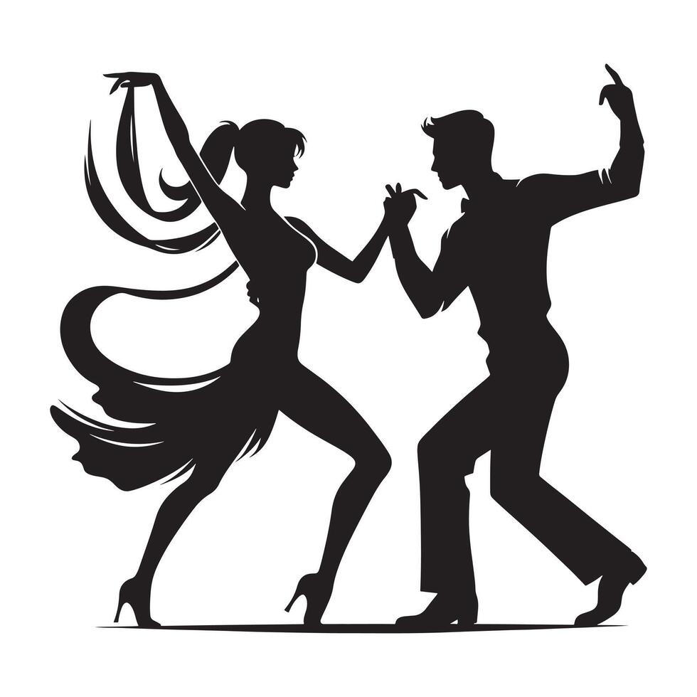 A couple dancing salsa on a white background vector