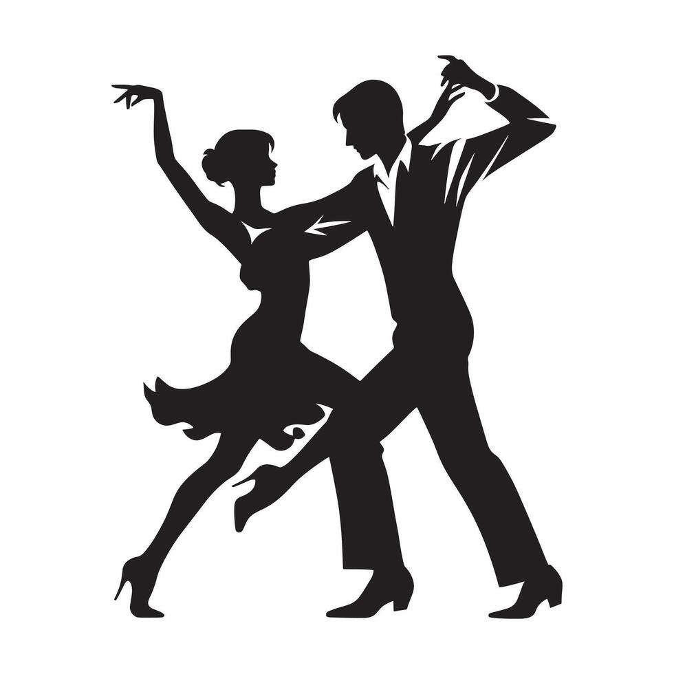 A silhouette of a couple dancing salsa vector