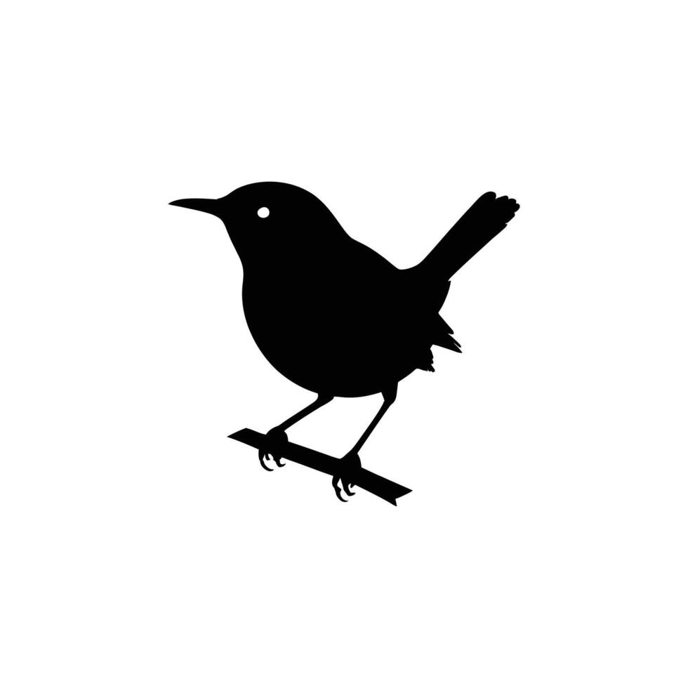 A black and white silhouette of a bird on a branch vector
