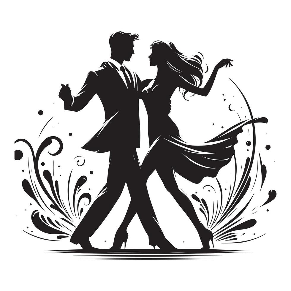 A silhouette of a couple dancing in the style of the 1920s vector