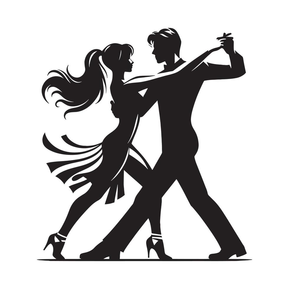 A silhouette of a couple dancing the tango vector