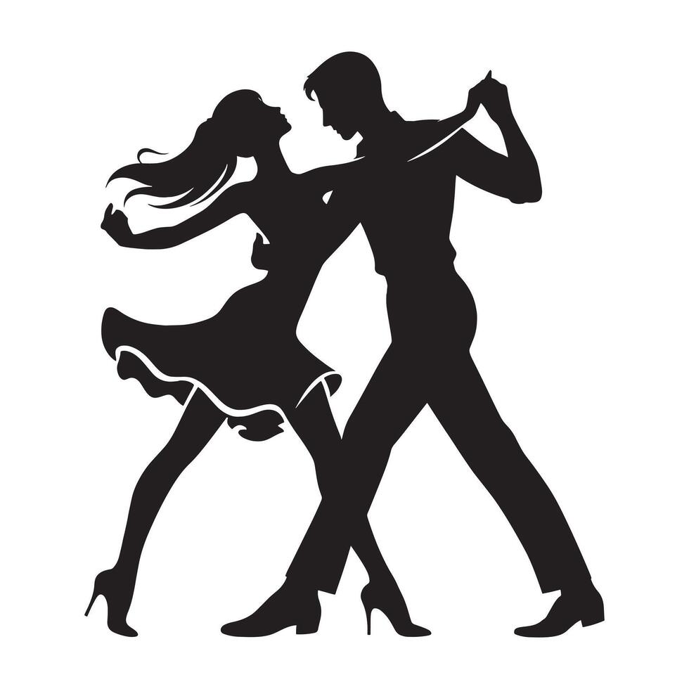 A silhouette of a couple dancing salsa vector