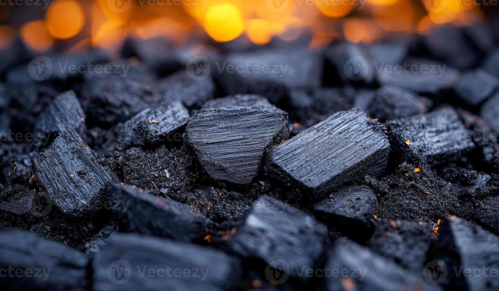 A pile of black rocks, which appear to be coal. The rocks are scattered and piled up, creating a sense of depth and texture. Scene is somewhat somber and heavy photo