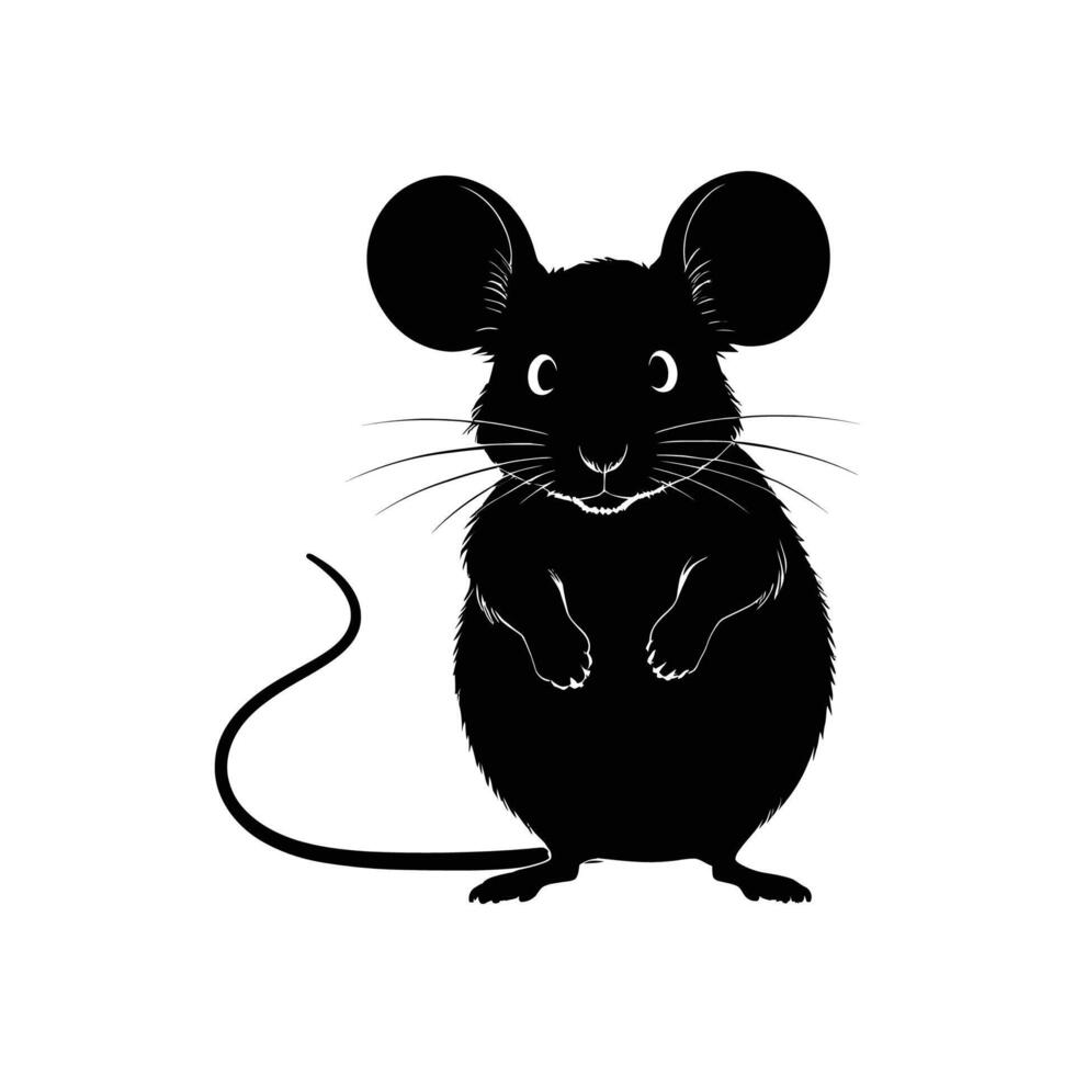 Black and white silhouette of a mouse vector