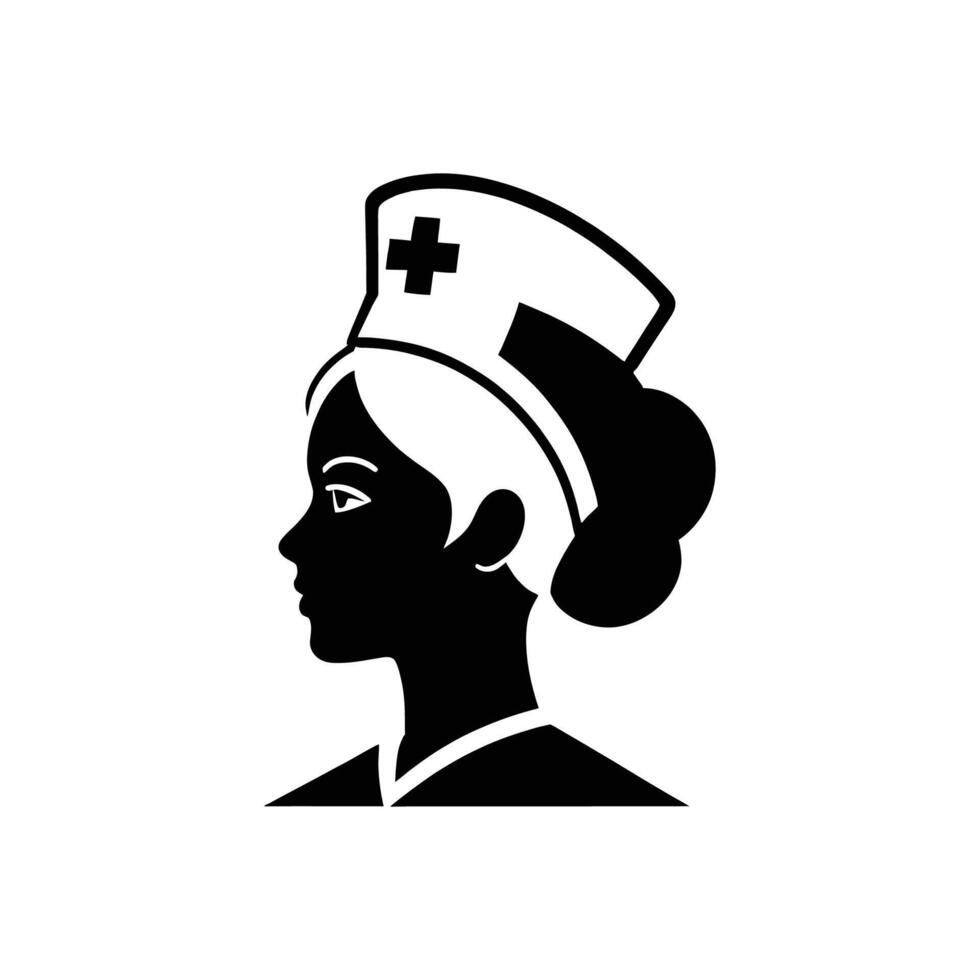 A silhouette of a nurse in a hat vector