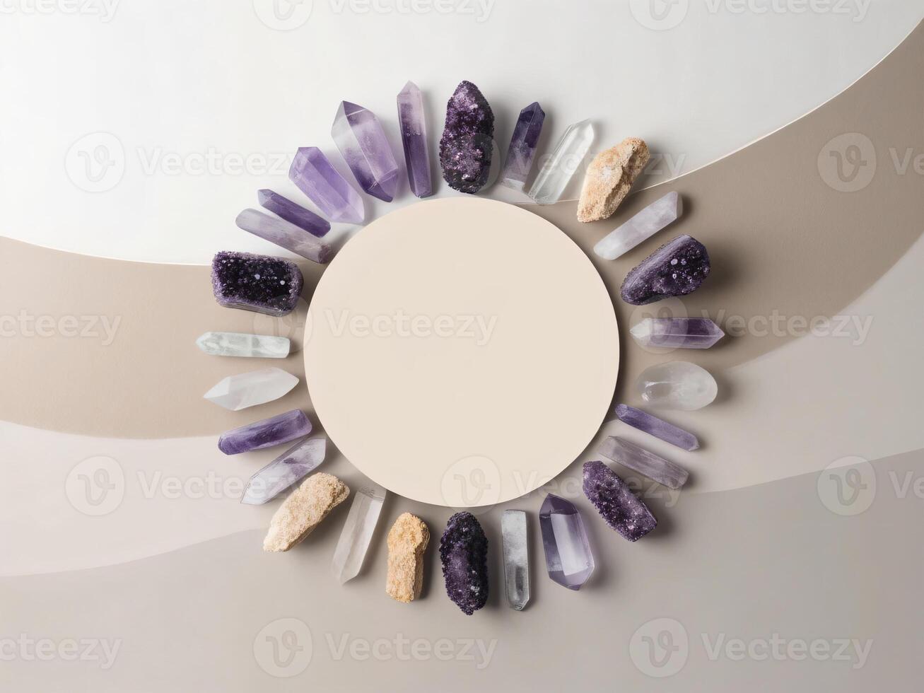 The design incorporates various types of crystal minerals. photo