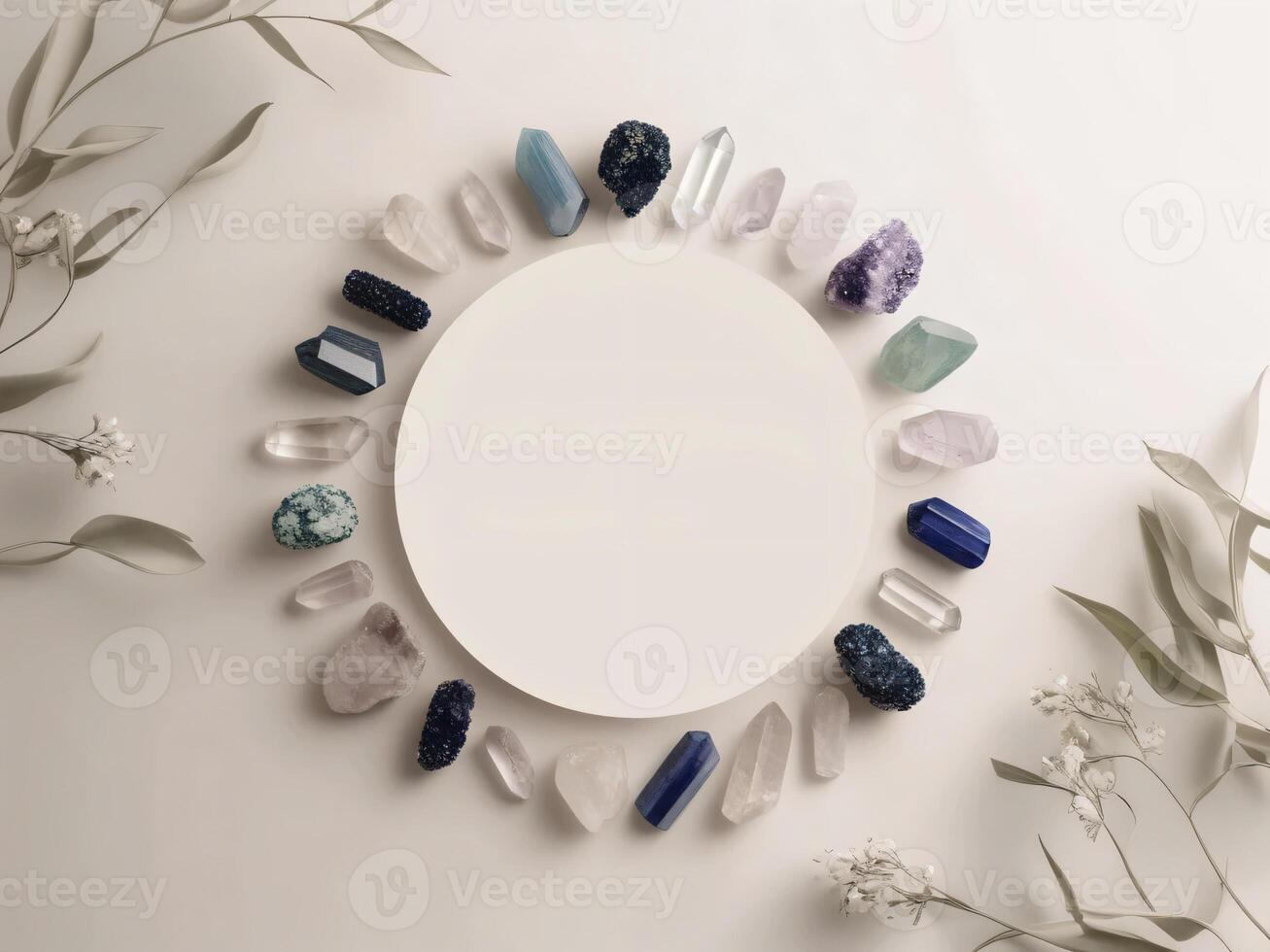 Crystal minerals are the focal point of this design. photo