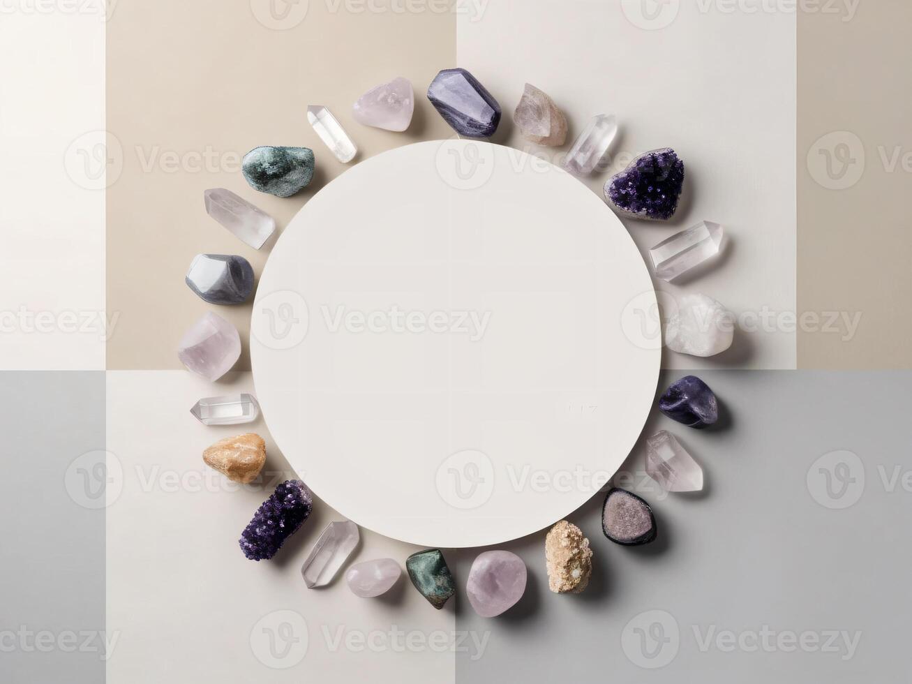 This design uses crystal minerals to create visual interest. photo