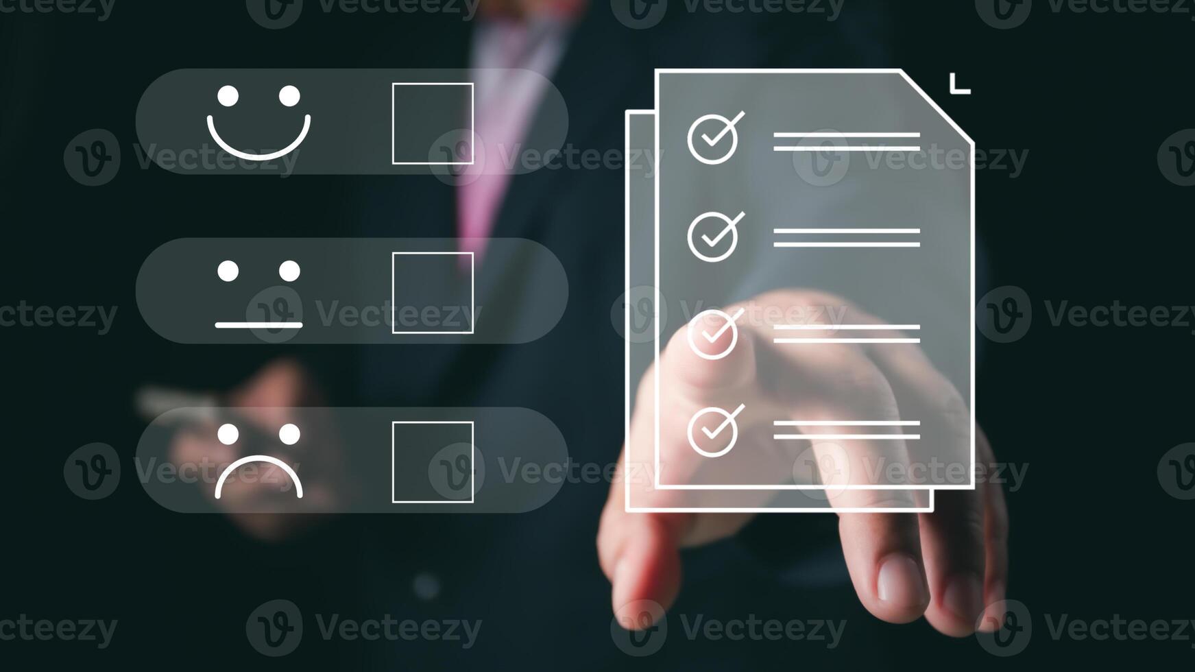 Businessman check electronic documents on digital documents and checklist approve, online evaluation of business on virtual interface, Communication technology concept. photo
