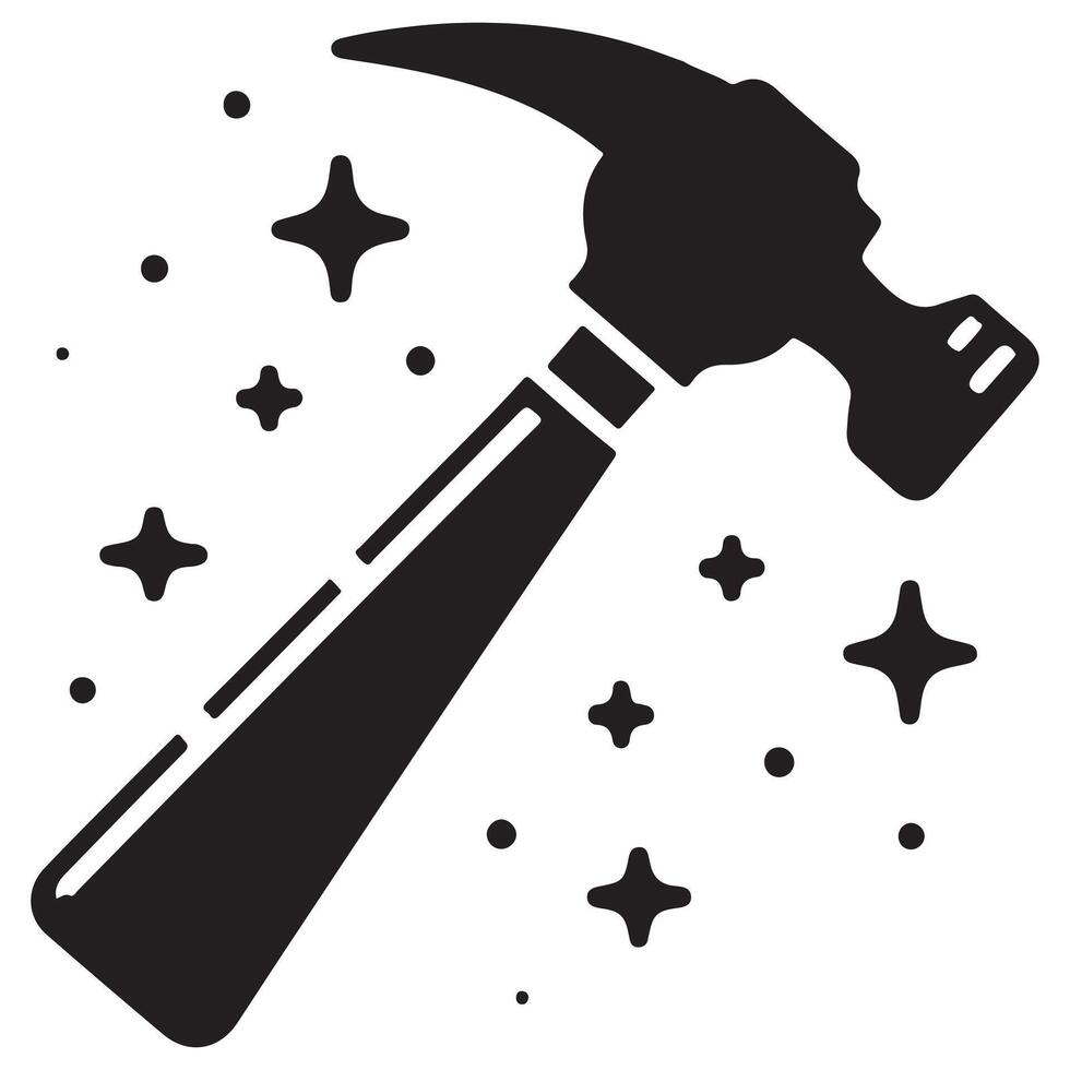 Black Hammer Creative Icon with Stars on white background vector