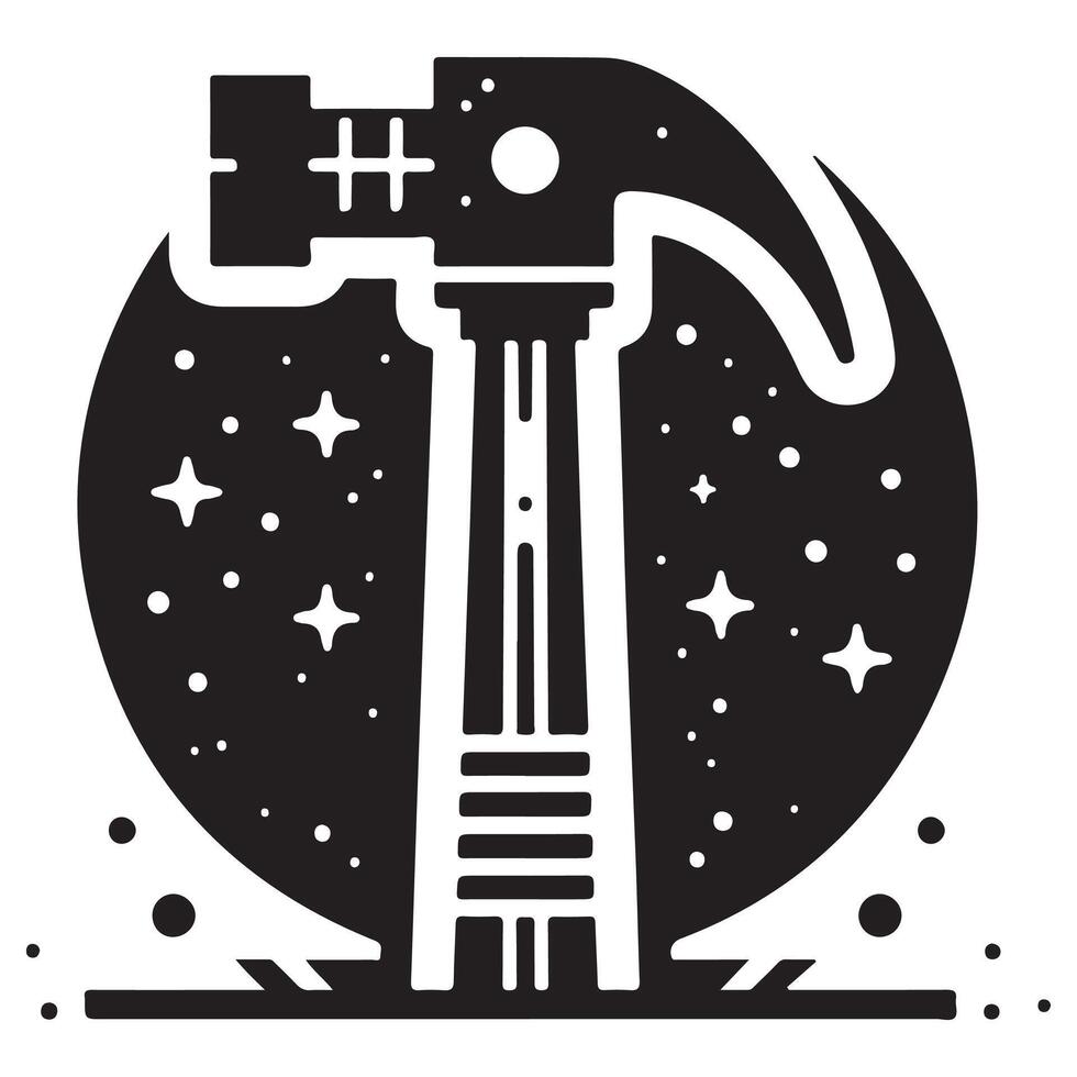 Black Hammer minimalist Icon with Stars and Lines vector