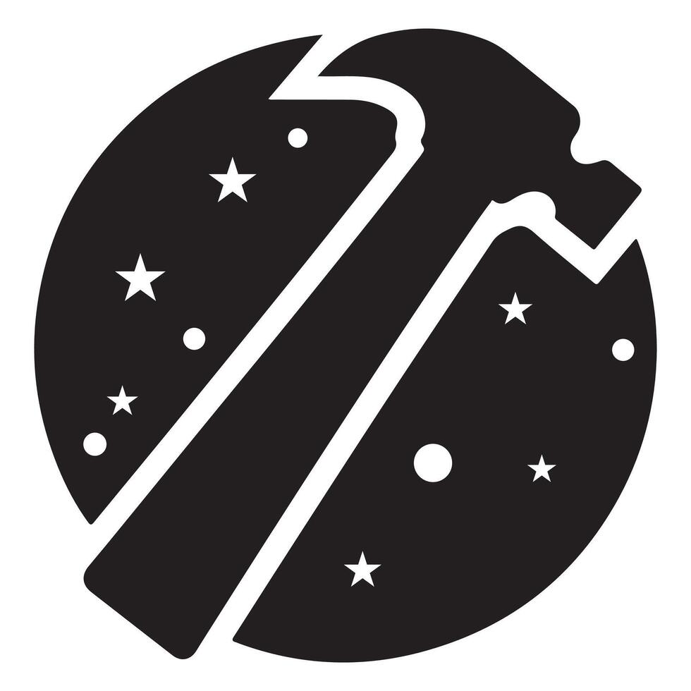 Black Hammer Icon with Stars and Circle vector