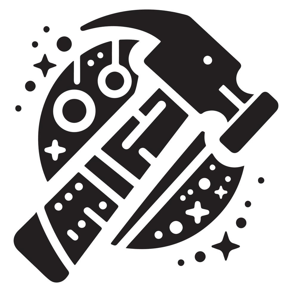 Black Hammer Unique Icon with Stars and Circles vector