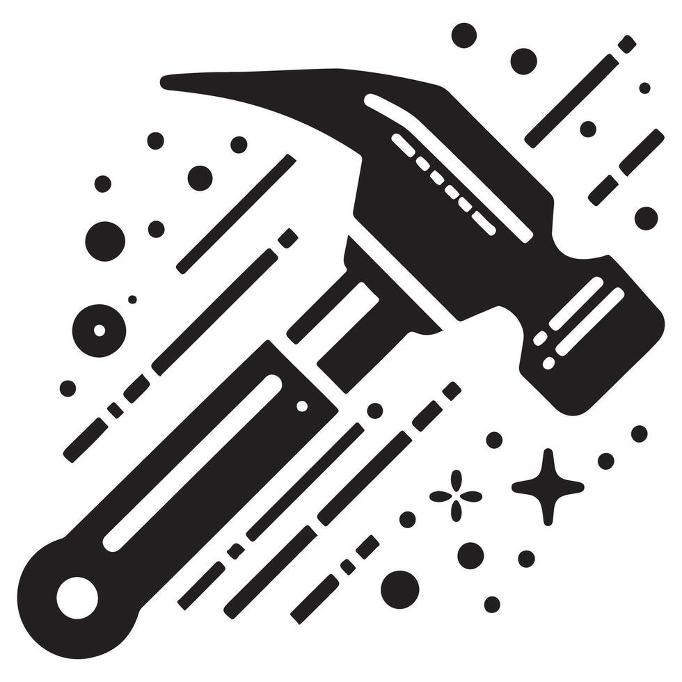 Black Hammer Icon with Stars and Lines vector