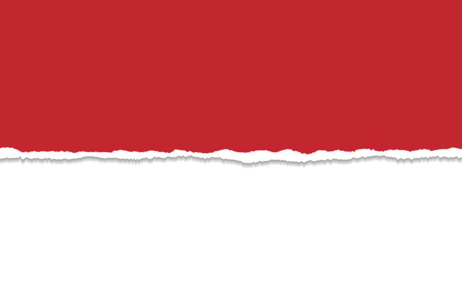 Realistic red torn paper edge with white background for creative layering vector