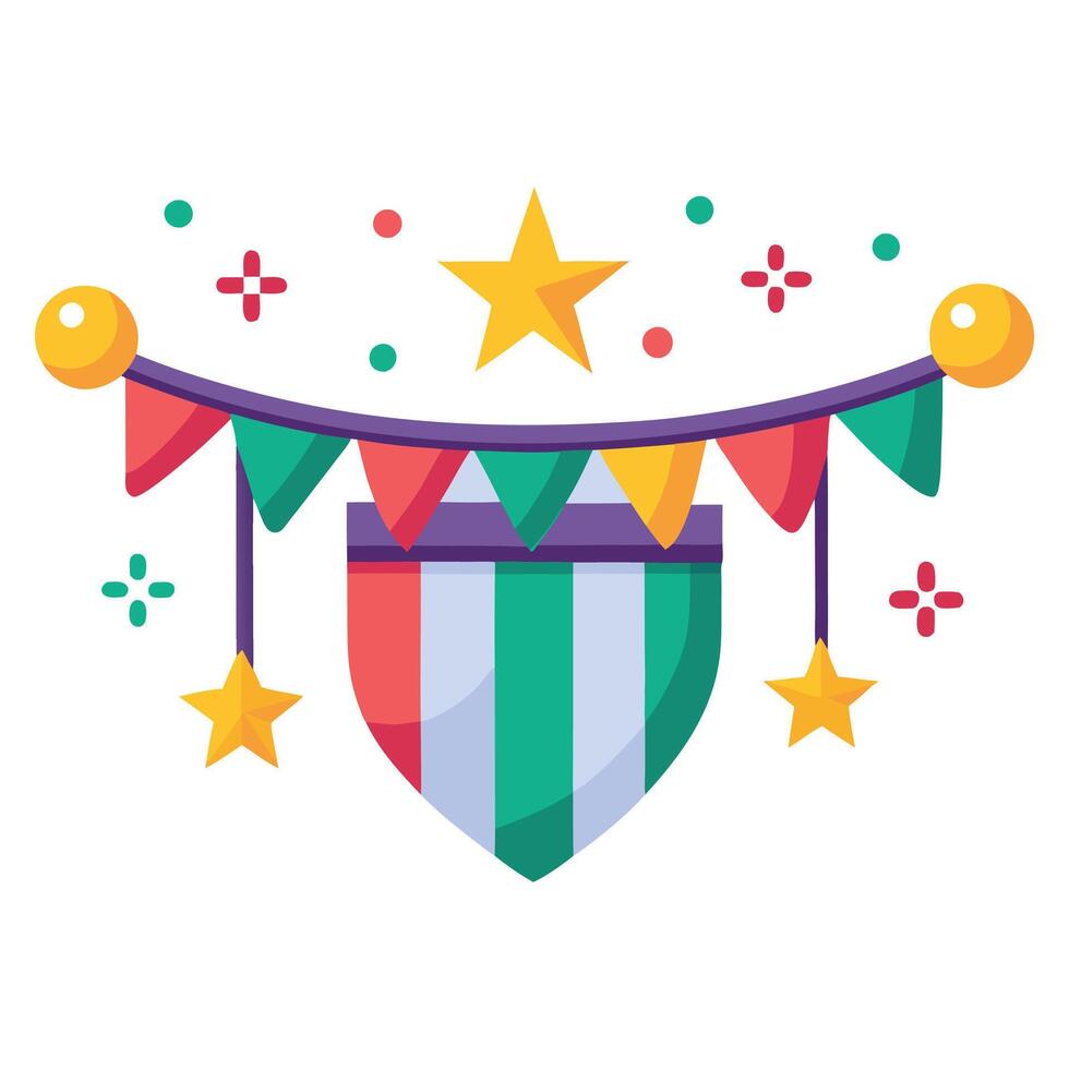 A colorful shield with stars and garland vector