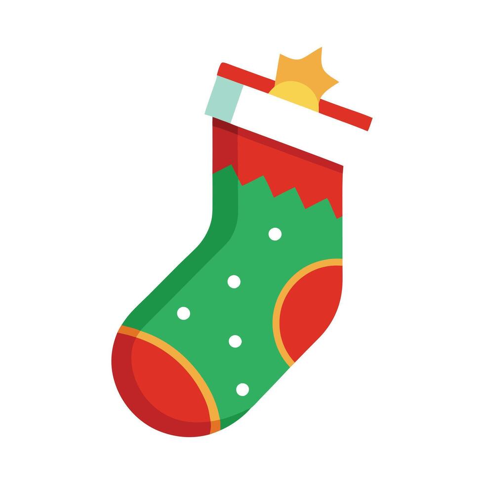 Christmas sock flat icon vector