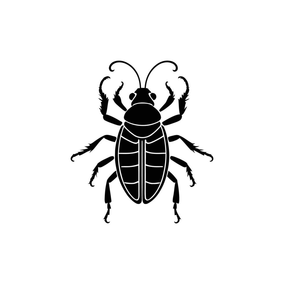 A black and white bug icon on a white background vector