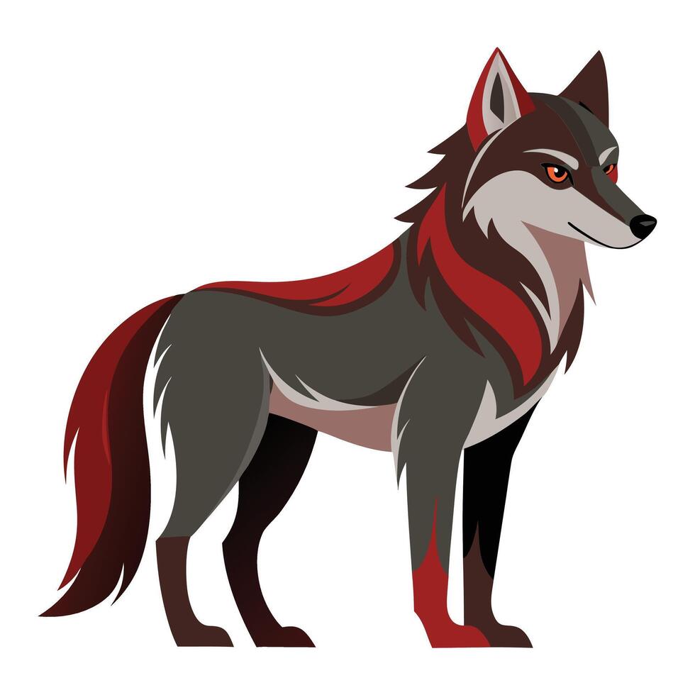 Red Eye Wolf Illustration on White Background vector