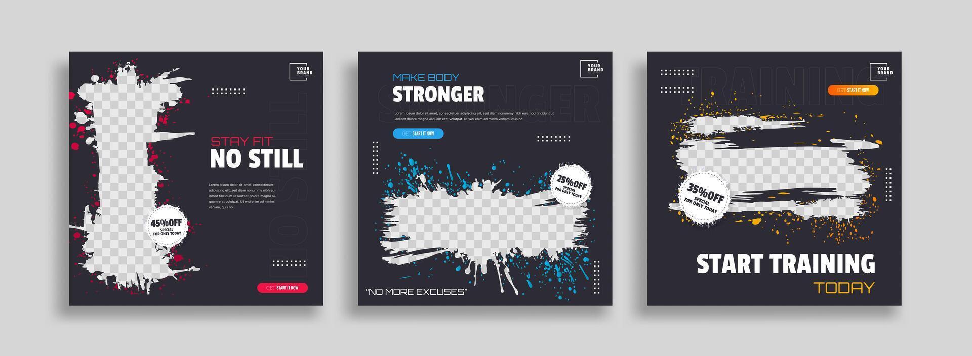 Three banners with the words no still training vector
