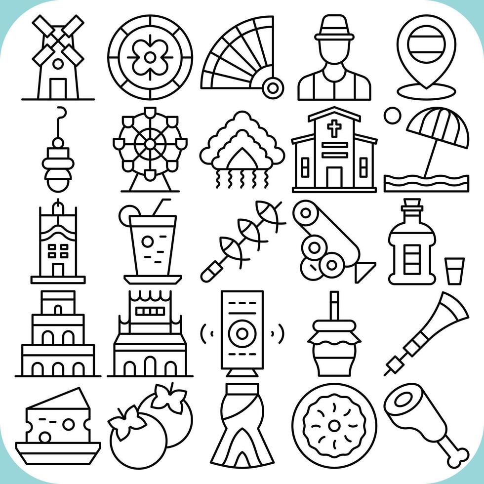 spain icon pack outline icon vector