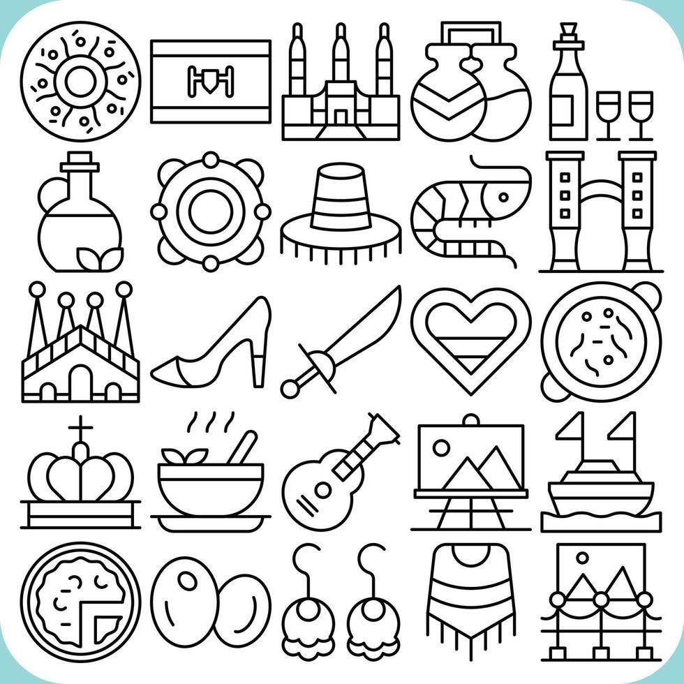 spain icon pack line vector