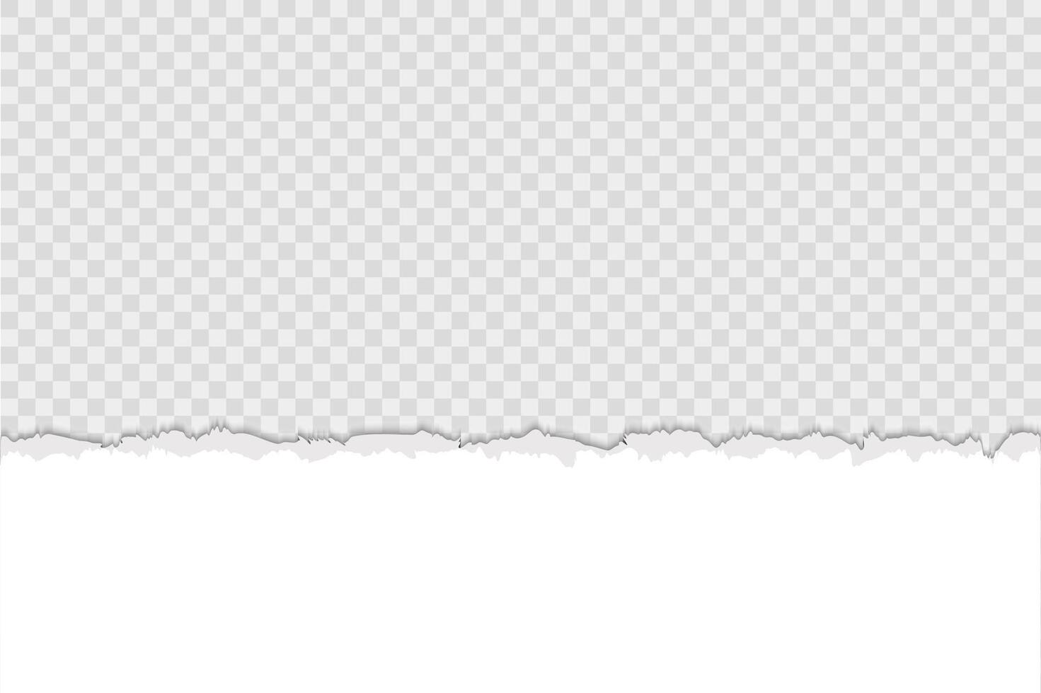 White torn paper down on horizontal page. Scrapbook ripped edges paper background isolated design. vector