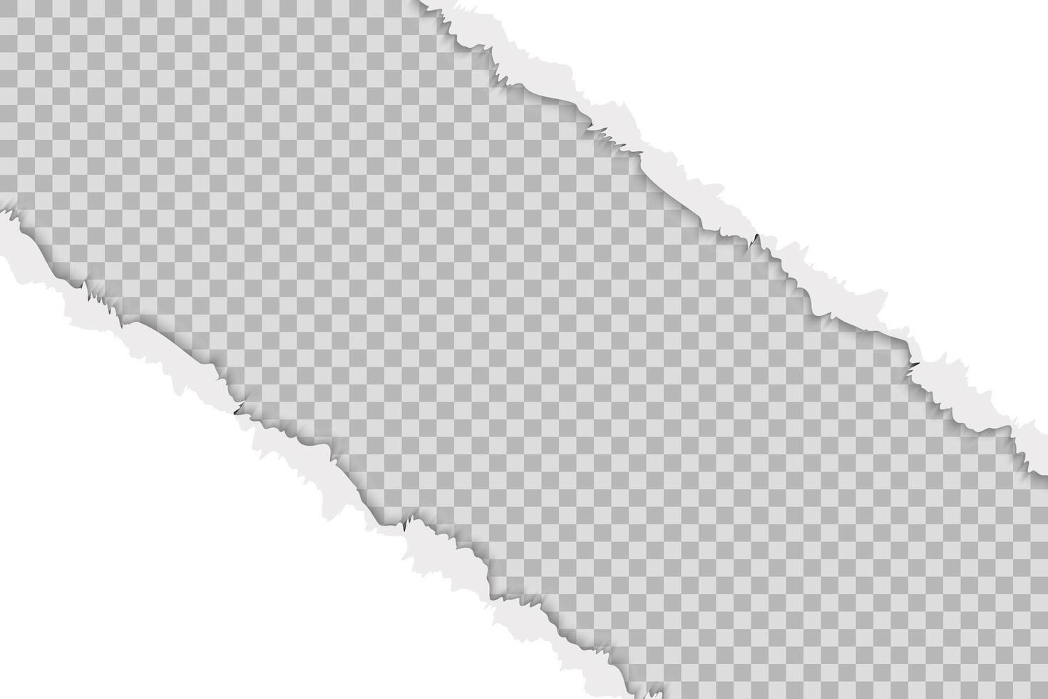 White torn paper on diagonal corners of horizontal page. Scrapbook ripped edges paper background isolated design. vector