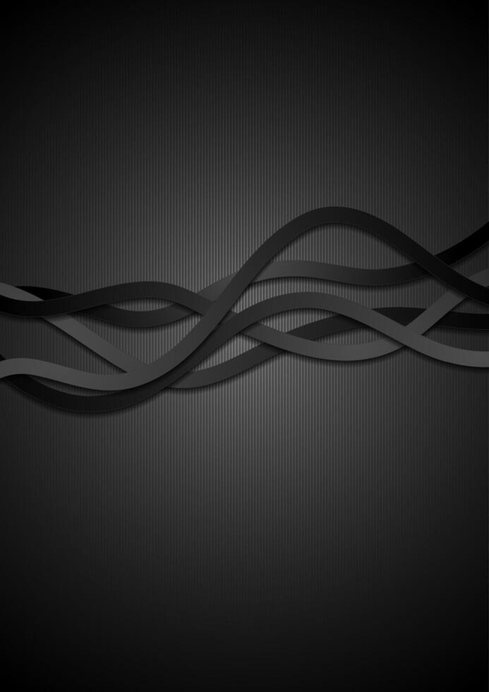 Abstract black corporate waves background vector