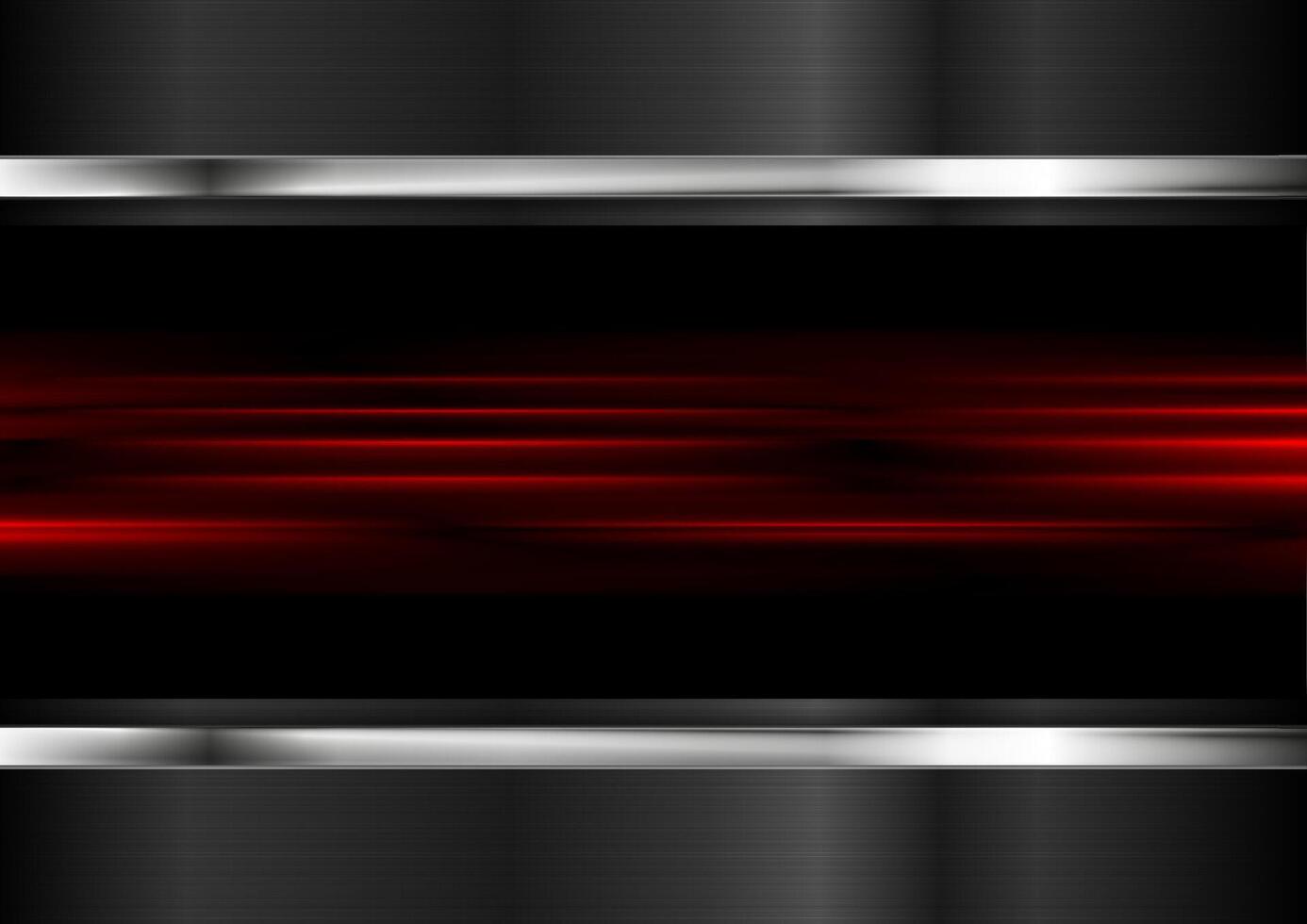 Red glowing stripes and metallic background vector