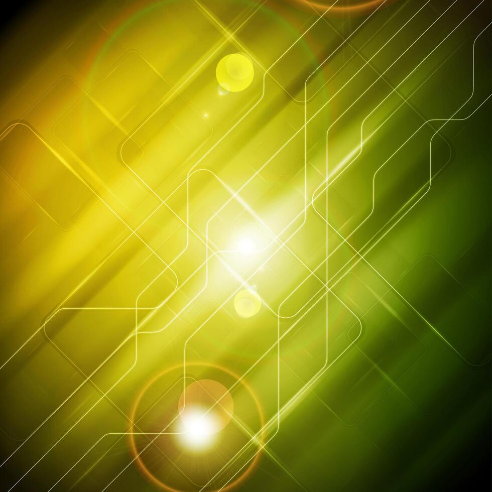 Tech glossy abstract yellow green background vector