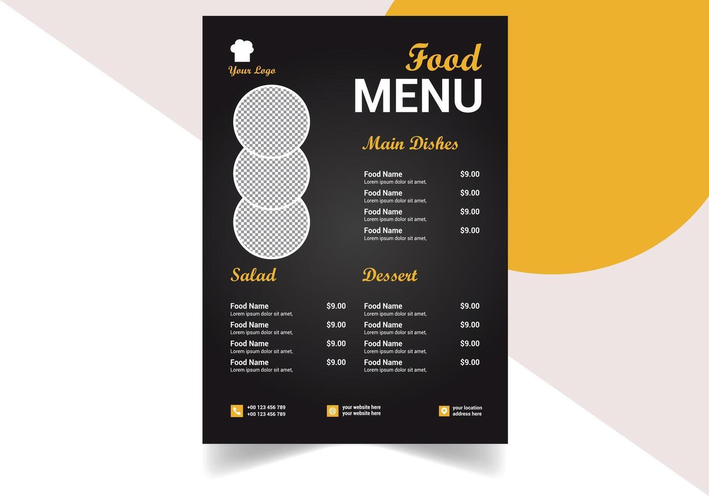 MODERN RESTAURANT FOOD MENU DESIGN vector
