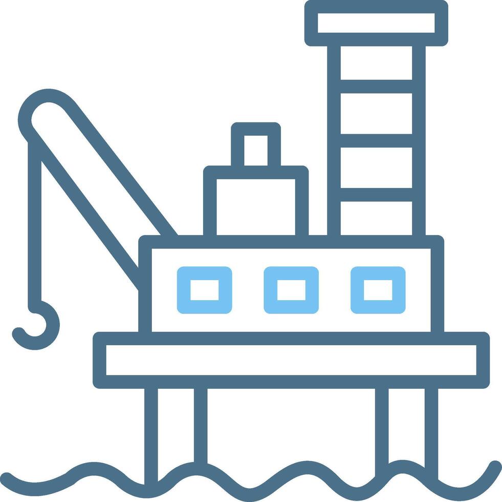 Oil Platform Line Two Colour Icon Design vector