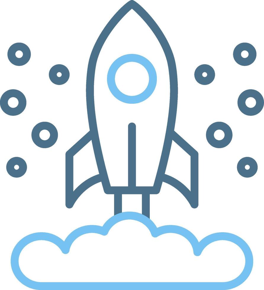 Rocket Launch Line Two Colour Icon Design vector