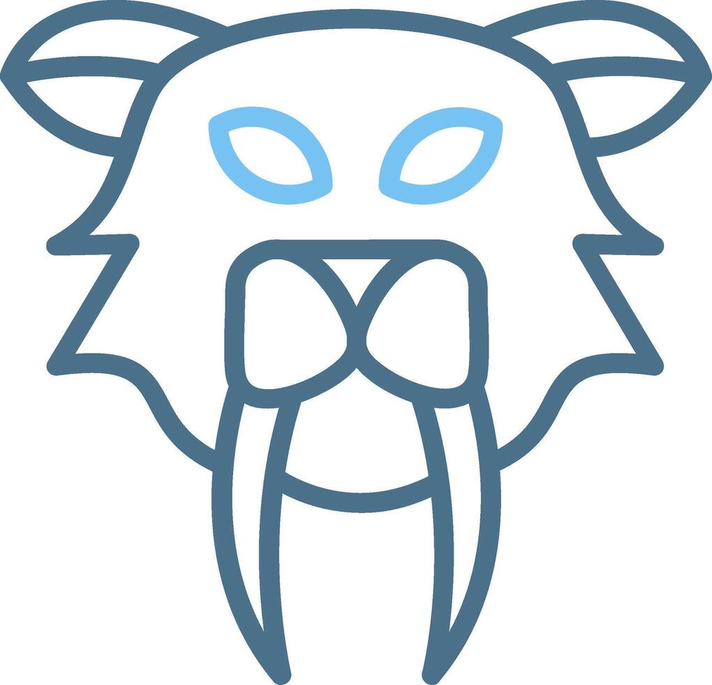 Saber Tooth Line Two Colour Icon Design vector