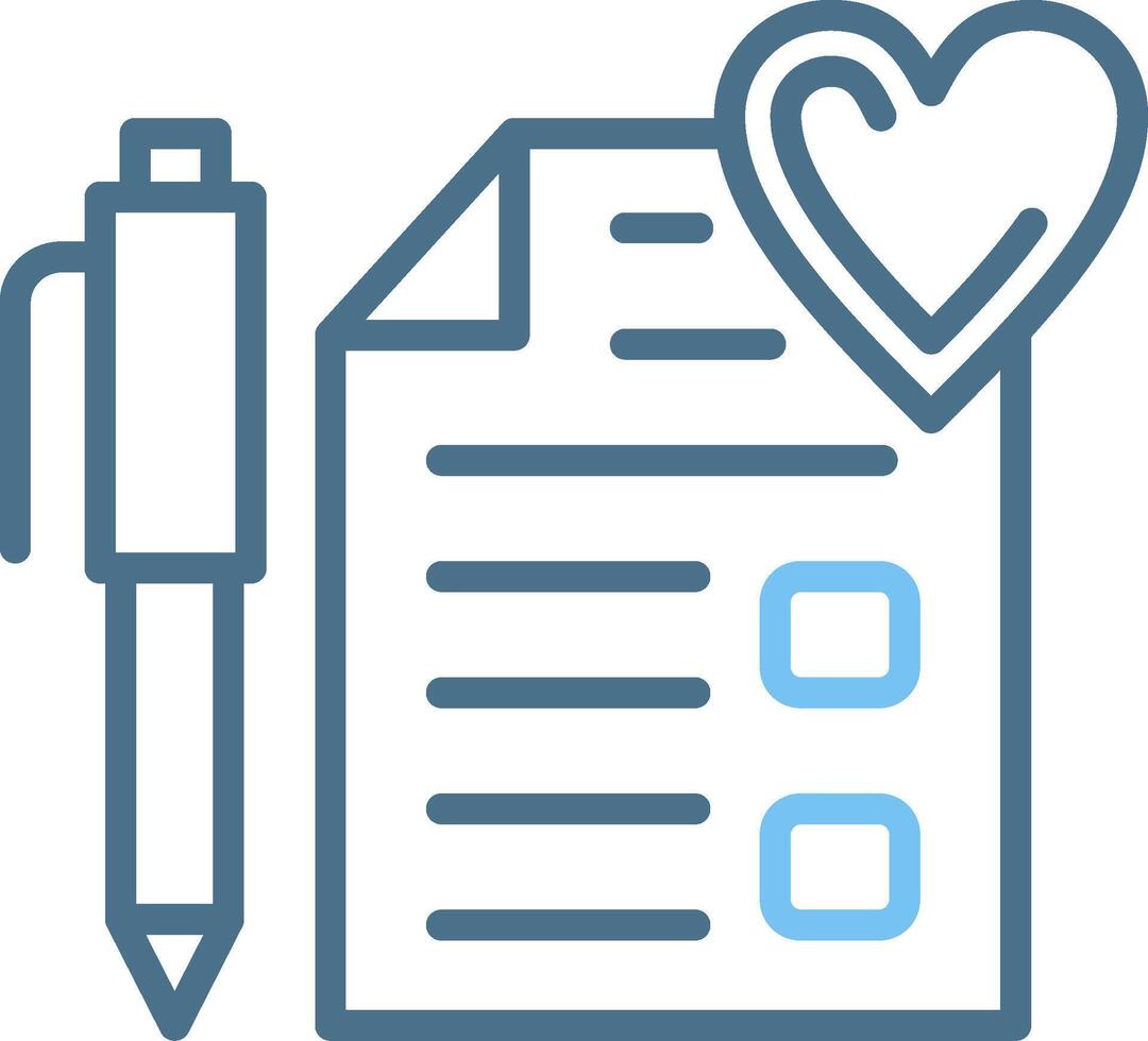 Wishlist Line Two Colour Icon Design vector