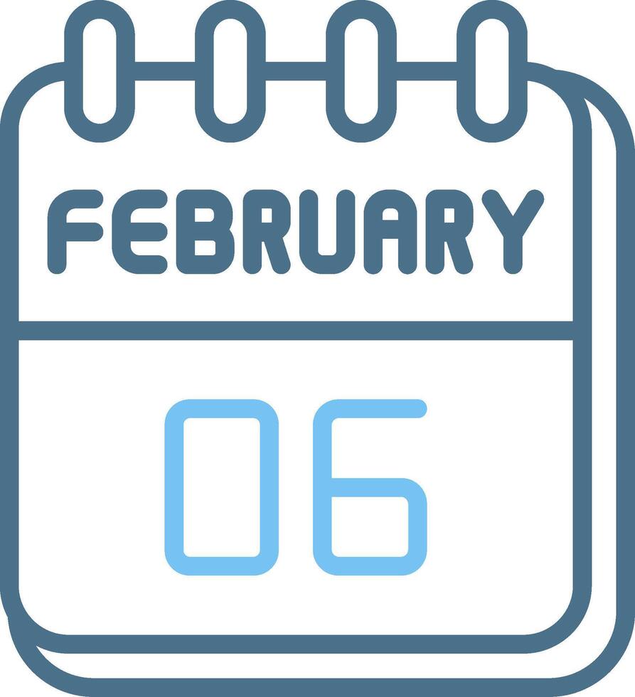 6 February Line Two Colour Icon Design vector