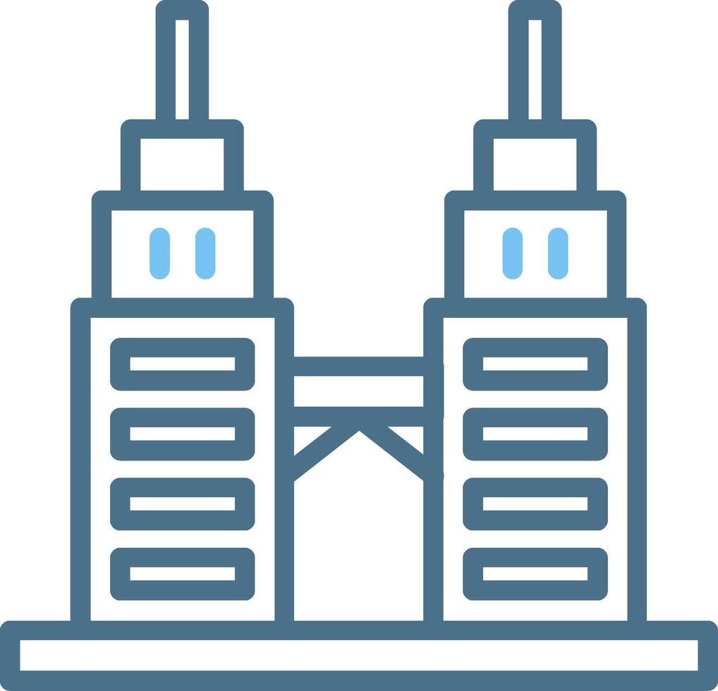 Petronas Twin Tower Line Two Colour Icon Design vector
