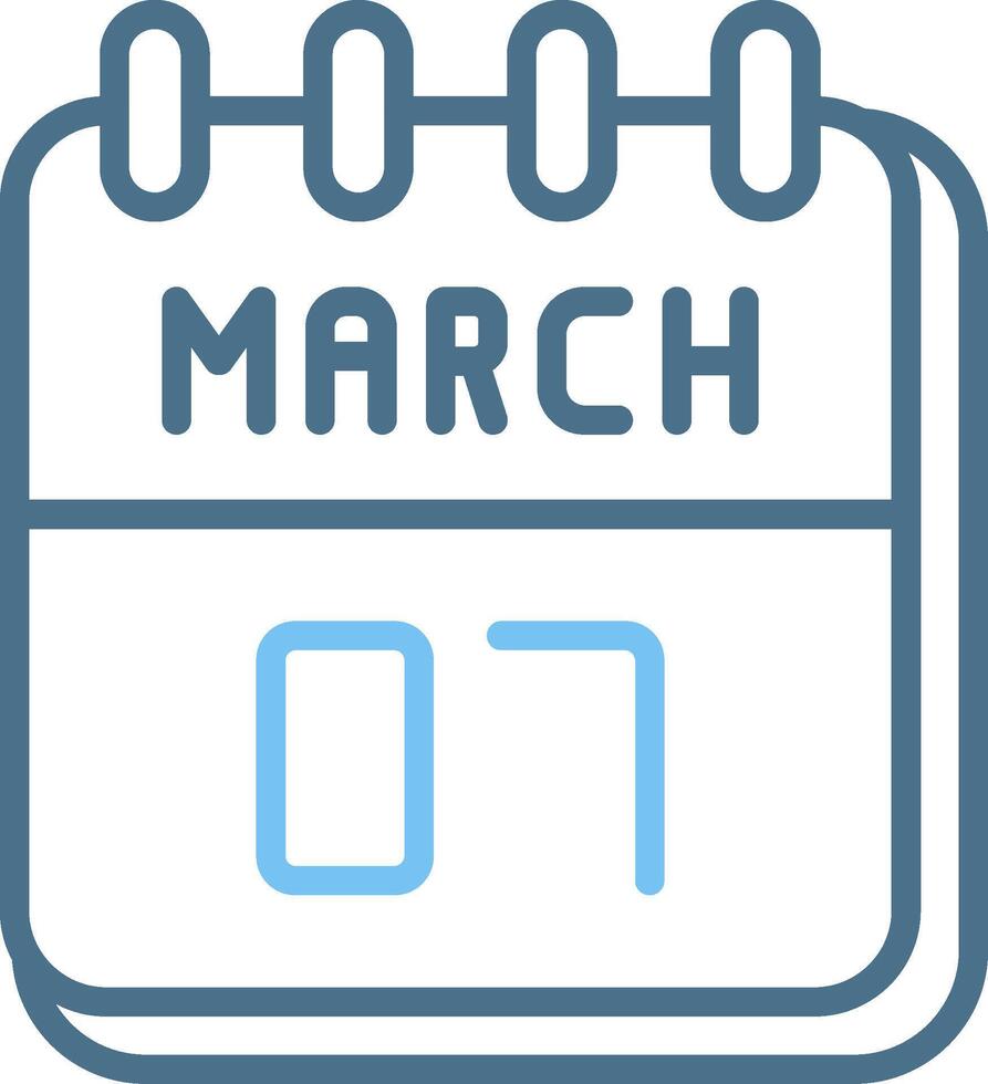 7 March Line Two Colour Icon Design vector