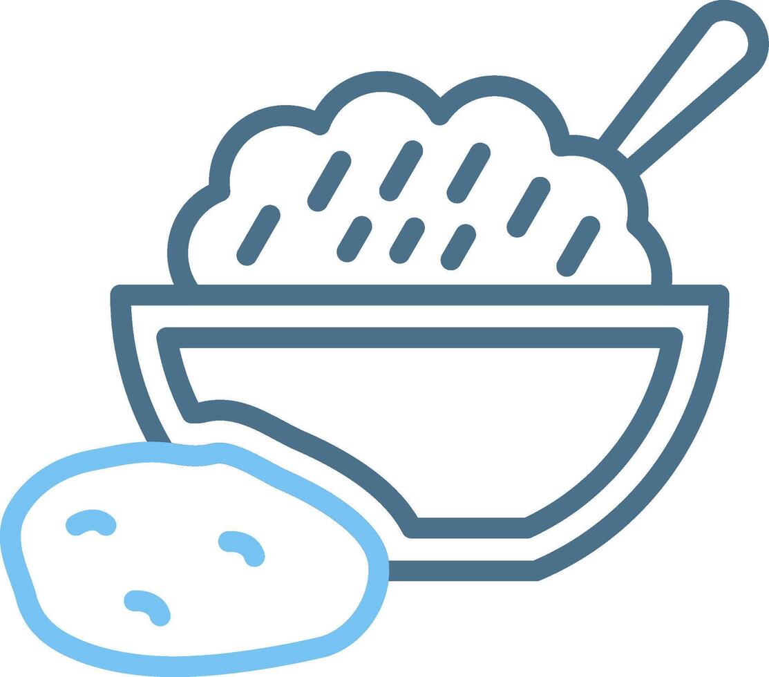 Mashed Potatoes Line Two Colour Icon Design vector