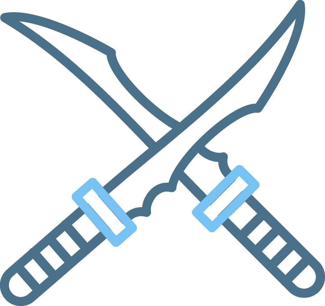 Ninja Sword Line Two Colour Icon Design vector