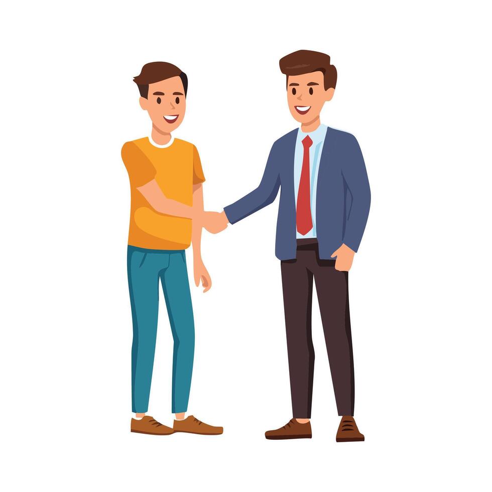 two men shaking hands vector