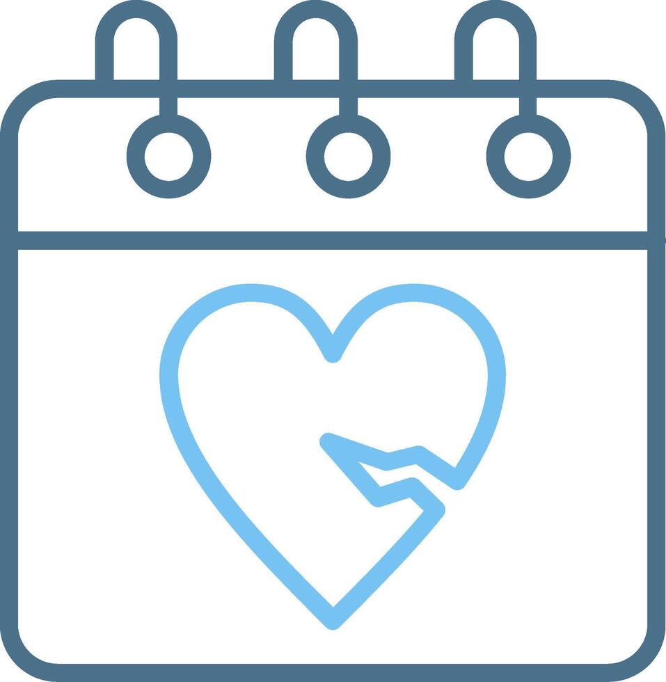 Heartbreak Line Two Colour Icon Design vector
